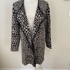 Andrea Jovine Black and Tan Animal Print Cardigan
